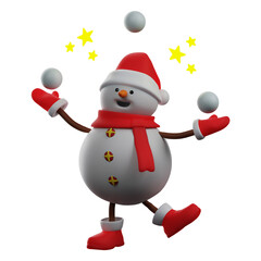 Snowman 3D Cartoon playing juggling