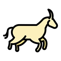 Running wildebeest icon. Outline running wildebeest vector icon color flat isolated