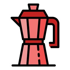 Coffee maker pot icon. Outline coffee maker pot vector icon color flat isolated