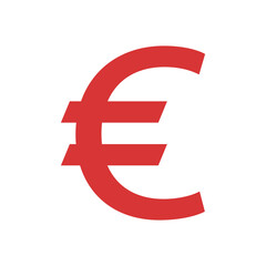 Euro vector icon. Red symbol