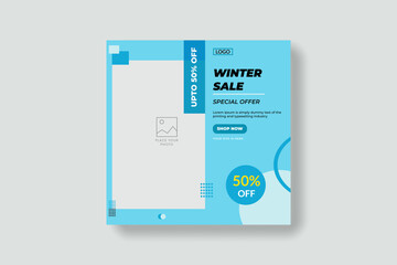 Winter sale square banner template for ad. Suitable for social media post for promotion.