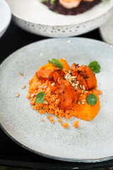 Roasted sweet potato with seeds