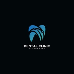 Set of dental clinic logo design concept, dental implant logo, modern dental care logo template