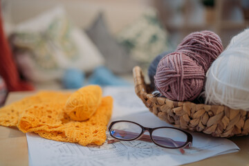 Home hobbies: Knitting and crocheting.