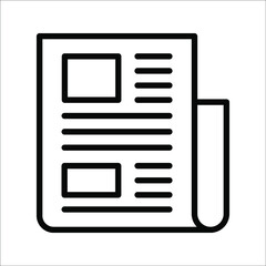 flat black newspaper vector icon on white background