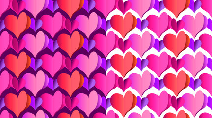 Valentine's Day. Seamless vector pattern of hearts. Ready-made design for packaging products, gifts, postcards, screensavers, fabric prints. Garlands of voluminous paper hearts