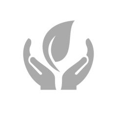 Fototapeta na wymiar Hand Leaf logo design. Eco logo with Hand concept vector. Hand and Eco logo design