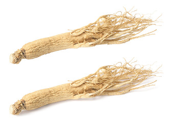 Dried ginseng isolated on white background
