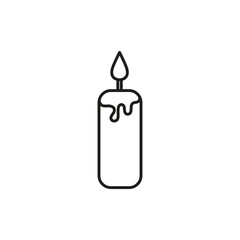 vector contour icon of a burning candle, wax