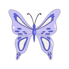 The icon of a colorful butterfly. Nostalgia for the 2000 years. Y2k style. Simple flat linear vector illustration of a butterfly isolated on a white background.