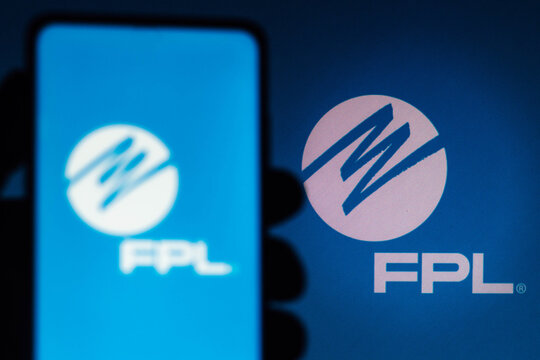 October 28, 2021, Brazil. In this photo illustration the Florida Power and Light Company (FPL) logo seen displayed on a smartphone.