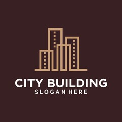 Fototapeta premium Building construction business logo in brown color. geometric line logo. real estate logo template vector icon design