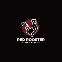 Rooster logo with line concept, chicken mascot, chicken farm, pet chicken vector illustration