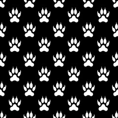 Naklejka na ściany i meble white paw image template. a set of white isolated animal paws on a black background. 3d rendering. 3d image.
