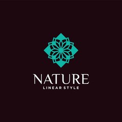 Set of modern natural and organic product logo templates, logo and emblem design in trendy linear nature style floral and natural cosmetic concept and