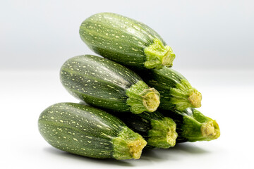 Fresh zucchini on white background with shadow. Close up