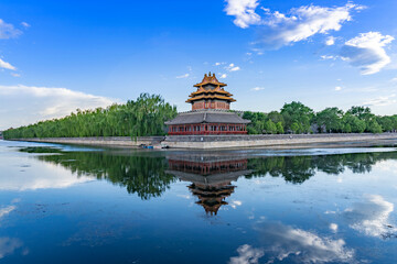 The famous corner of Forbidden City in Beijing, China, from  Ming Dynasty