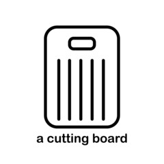Isolated kitchen cutting board line and flat icon on white background