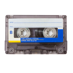 retro audio compact cassette on a white background