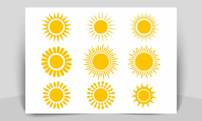 Sun icon Vector. Sunshine isolated set. Sun logo
