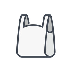 Shopping plastic bag with handles color line icon. Grocery bag vector outline colorful sign.