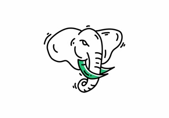 Green elephant head illustration drawing