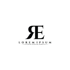 Letter RE luxury logo design vector