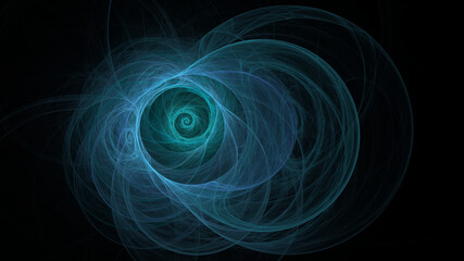 Surreal futuristic fractal image of swirl lines on black 4k