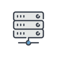 Server color line icon. Datacenter hardware vector outline colorful sign.