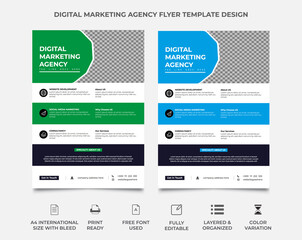 standard smart business flyer design with light black and blue color, one image can use in this template, digital marketing agency flyer template, marketing agency flyer design, corporate flyer. a4