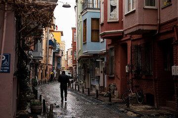 narrow street in the old town of Istanbul turkey

