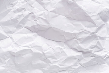 White crumpled paper texture background.