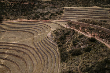 Inca farming terraces near cusco Peru Moray