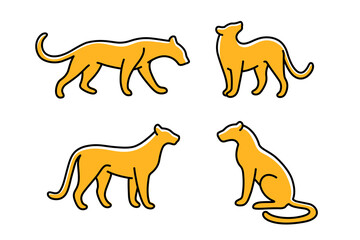 Panther icon set. Different type of lion. Vector illustration for prints, clothing, packaging, stickers.