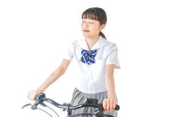 Fototapeta na wymiar 自転車通学をする制服姿の学生