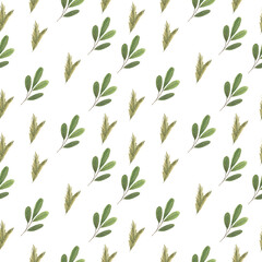 Green fir branches  watercolor illustrations  seamless pattern 