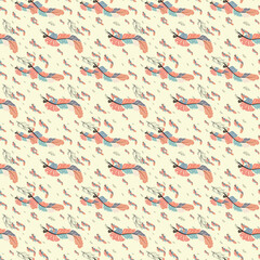 Colorful cute seamless pattern with variety of feathers