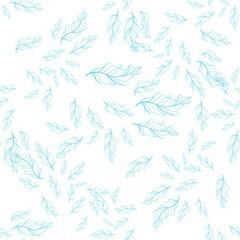 Pastel-colored seamless feather pattern. Seamless background with feathers of bird.