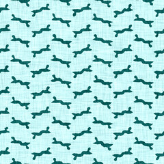 Aegean teal mottled rustic circle linen texture background. Summer dotted coastal living style. Light turquoise blue cloth effect textile seamless pattern. Washed out beach cottage fabric material. 