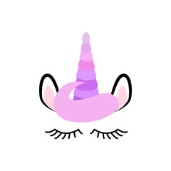 Unicorn's Horn with Flowers and Eyelashes Card, Invitation