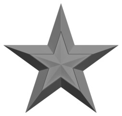 5 point star - Christmas Star - gray single isolated on white - 3d rendering