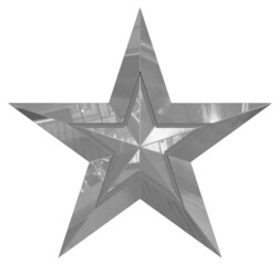 5 point star - Christmas Star - gray single isolated on white - 3d rendering