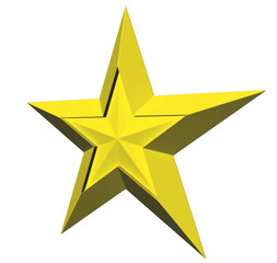 Obraz premium 5 point star - Christmas Star - yellow single isolated on white - 3d rendering