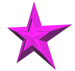 Obraz premium 5 point star - Christmas Star - purple pink single isolated on white - 3d rendering