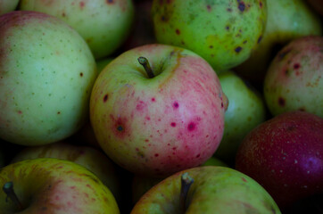 Closeup shot of fresh red and yellow apples