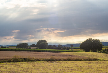 Naklejka premium Country landscape over village Schaumburg in Germany