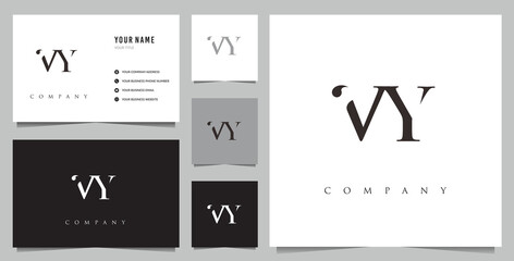 Initial VY logo and business card