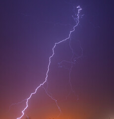 Lightning in the sky at night as an  background.