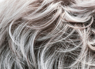 Gray hair on a man’s head as a background.