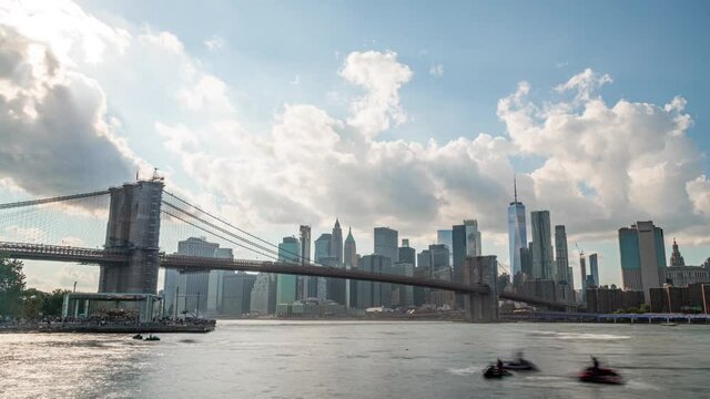 Brooklyn Bridge and Manhattan Skyline Day Timelapse Video
